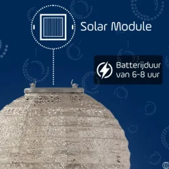Buitenverlichting-Lumiz Solar Lampion Spectare Rond - 20 cm - Licht Taupe