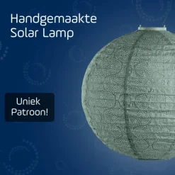 Lichtsnoeren-Lumiz Solar Lampion Tigres Rond - 40 cm - Sage Green