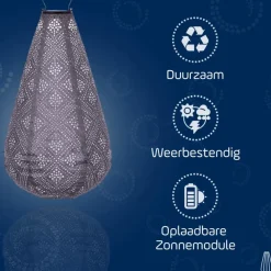 Lichtsnoeren-Lumiz Solar Lampion Topaze Drop - 28 cm - Lichtpaars