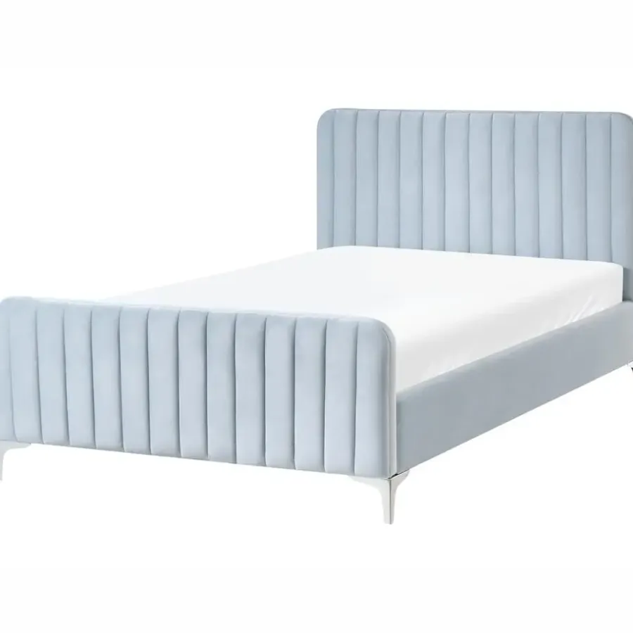 Twijfelaars-Leen Bakker LUNAN - Tweepersoonsbed - Lichtblauw - 120 x 200 cm - Fluweel