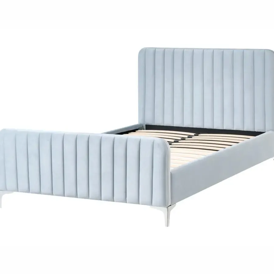 Twijfelaars-Leen Bakker LUNAN - Tweepersoonsbed - Lichtblauw - 120 x 200 cm - Fluweel