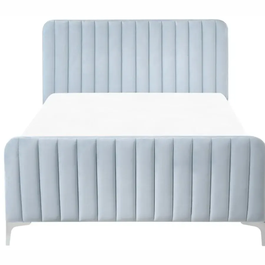 Twijfelaars-Leen Bakker LUNAN - Tweepersoonsbed - Lichtblauw - 120 x 200 cm - Fluweel