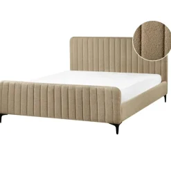 Beliani LUNAN - Tweepersoonsbed - Taupe - 160 x 200 cm - Bouclé
