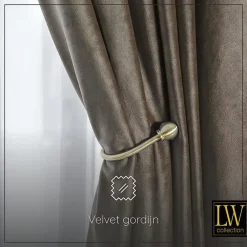 Gordijnen|Kant &Amp; Klaar Gordijnen-LW Collection Gordijnen bruin 270x140CM met haakjes Velvet 1 stuk