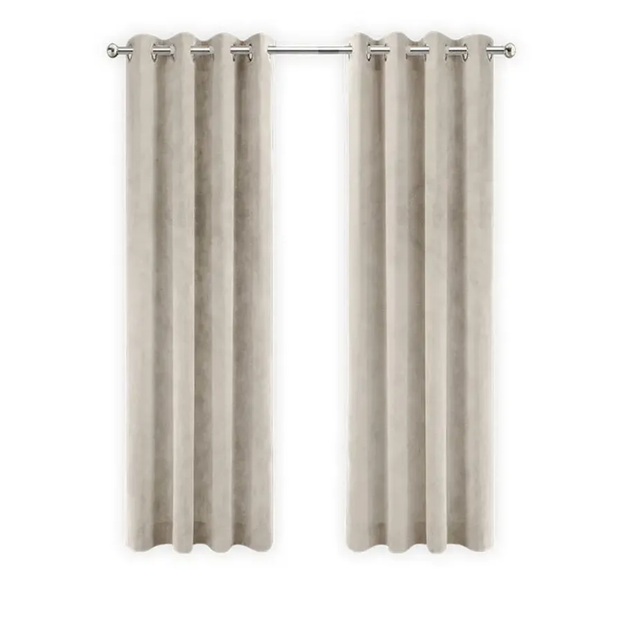 LW Collection Gordijnen Beige 245x290cm Velvet Kant en klaar 1 stuk