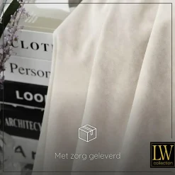 LW Collection Gordijnen Beige 245x290cm Velvet Kant en klaar 1 stuk