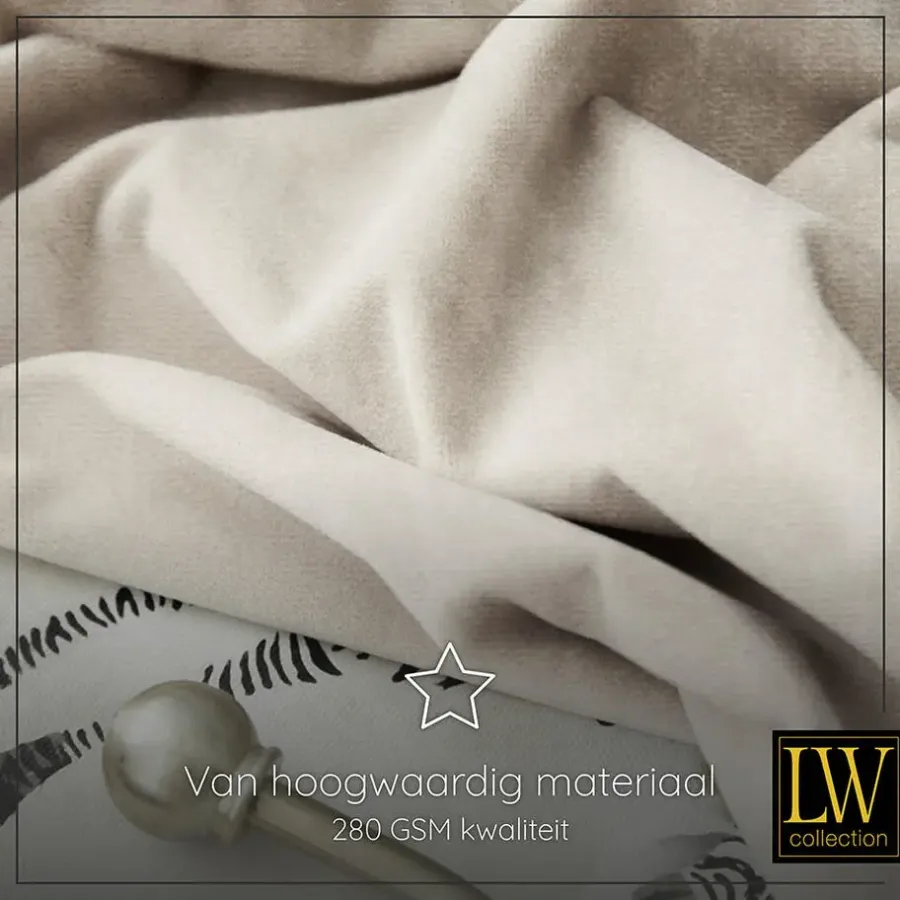 Kant &Amp; Klaar Gordijnen-LW Collection Gordijnen beige 270X140CM velvet kant en klaar 1 stuk