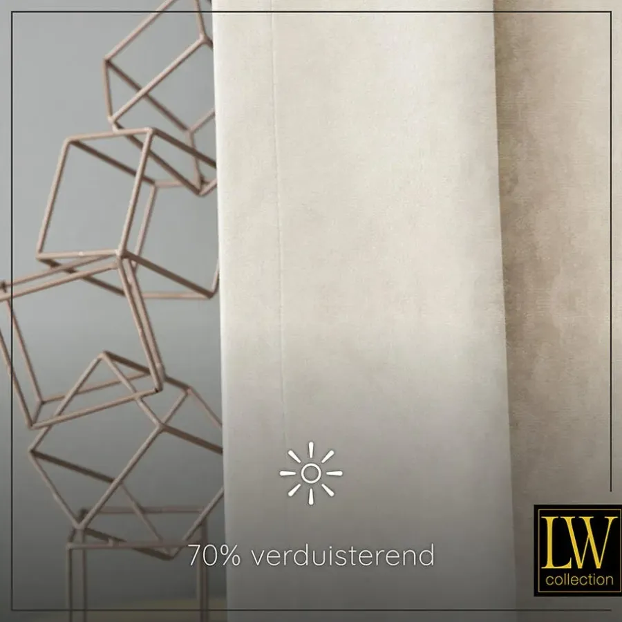 Kant &Amp; Klaar Gordijnen-LW Collection Gordijnen beige 270X140CM velvet kant en klaar 1 stuk