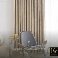 LW Collection Gordijnen beige 240x140CM met haakjes Velvet 1 stuk