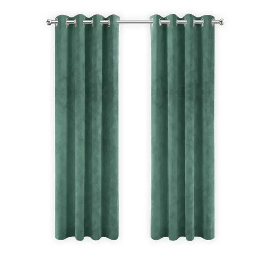 Kant &Amp; Klaar Gordijnen-LW Collection Gordijnen Groen 245x290cm Velvet Kant en klaar 1 stuk