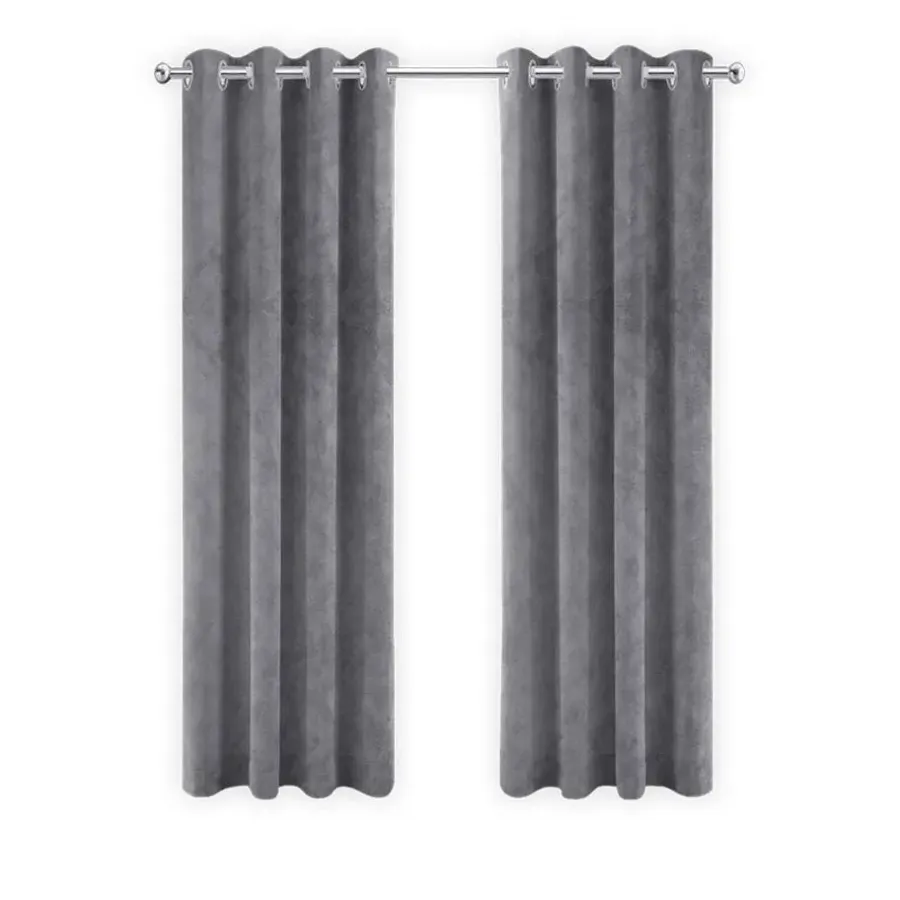 Kant &Amp; Klaar Gordijnen-LW Collection Gordijnen Grijs 270x290cm Velvet Kant en klaar 1 stuk