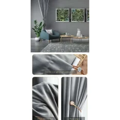 Kant &Amp; Klaar Gordijnen-LW Collection Gordijnen Grijs 270x290cm Velvet Kant en klaar 1 stuk