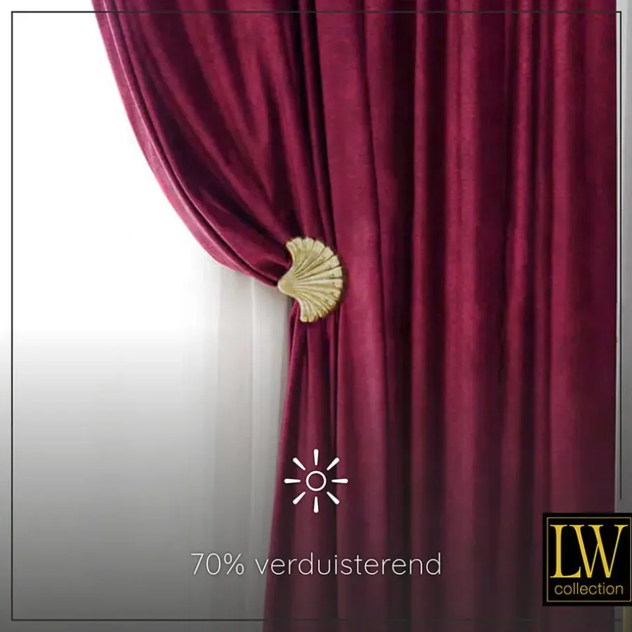 LW Collection Gordijnen Rood 245x290cm Velvet Kant en klaar 1 stuk