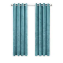 Kant &Amp; Klaar Gordijnen-LW Collection Gordijnen Turquoise 245x290cm Velvet Kant en klaar 1 stuk