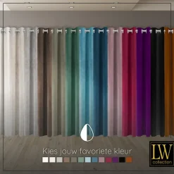Kant &Amp; Klaar Gordijnen-LW Collection Gordijnen Turquoise 245x290cm Velvet Kant en klaar 1 stuk