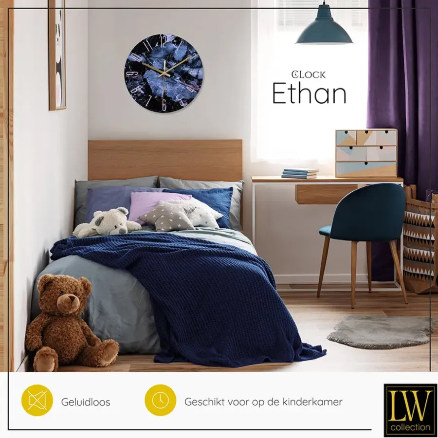 Klokken-LW Collection Keukenklok Ethan blauw 30cm