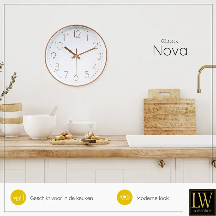 LW Collection Keukenklok Nova rosé 30cm