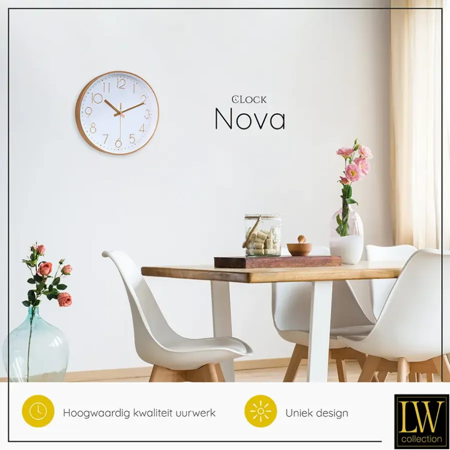 LW Collection Keukenklok Nova rosé 30cm