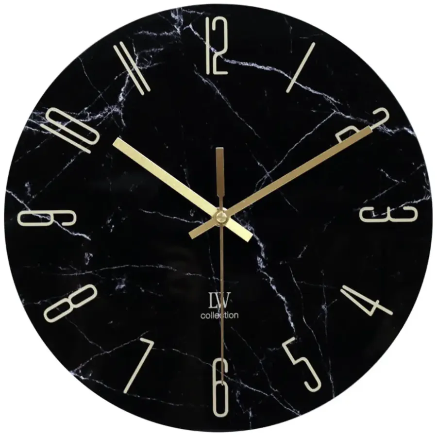 Klokken-LW Collection Keukenklok Cooper zwart marmer 30cm