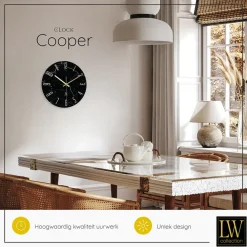 Klokken-LW Collection Keukenklok Cooper zwart marmer 30cm