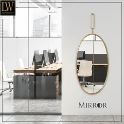 LW Collection Wandspiegel goud rond ovaal 45x96 cm metaal