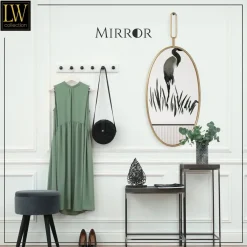 LW Collection Wandspiegel goud rond ovaal 45x96 cm metaal