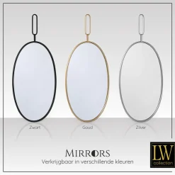 LW Collection Wandspiegel goud rond ovaal 45x96 cm metaal