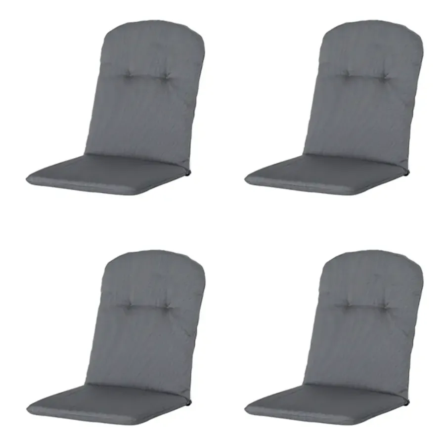 Tuinstoelkussens-Madison - Kuipstoelkussen Hoge Rug Rib grey - Ca. 96x45 cm - Set van 4