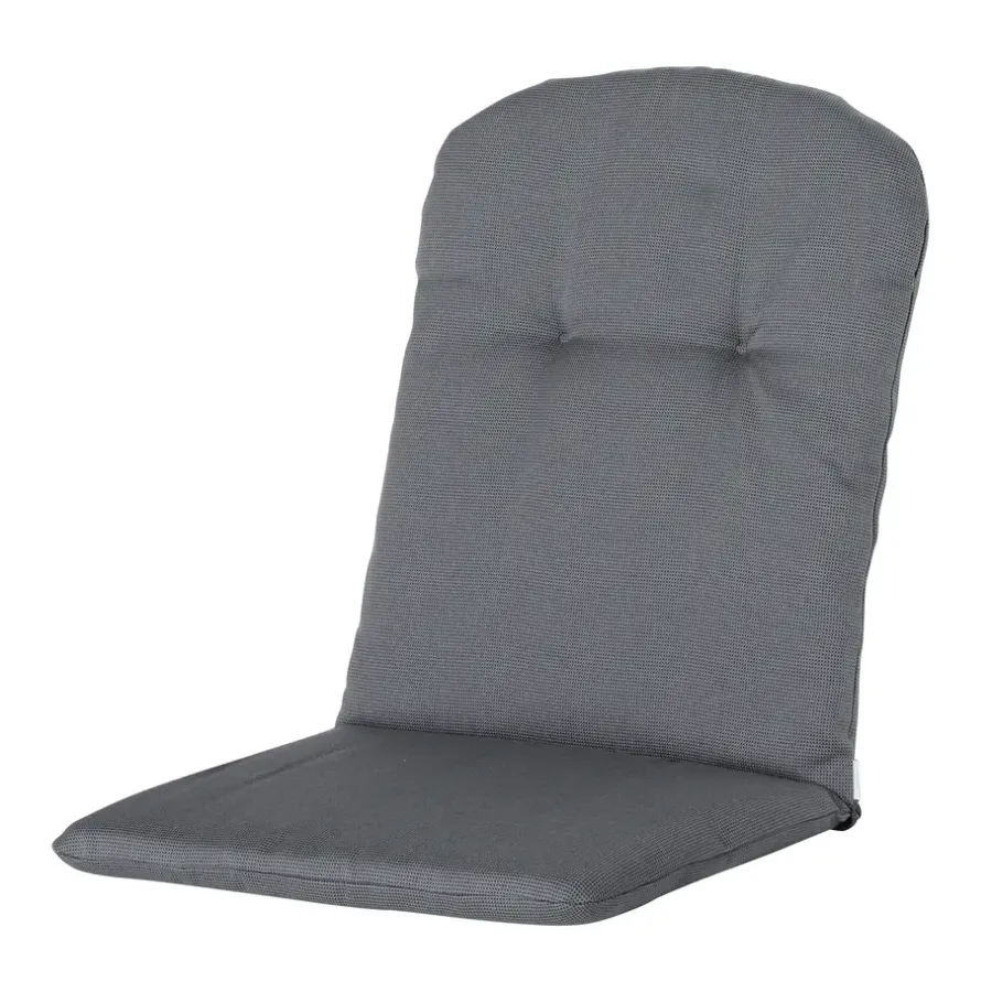 Tuinstoelkussens-Madison - Kuipstoelkussen Hoge Rug Rib grey - Ca. 96x45 cm - Set van 4