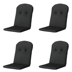 Tuinstoelkussens-Madison - Kuipstoelkussen Hoge Rug Rib black - Ca. 96x45 cm - Set van 4