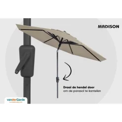 Madison - Parasol Paros II Round Safier Blue - 300cm - Blauw