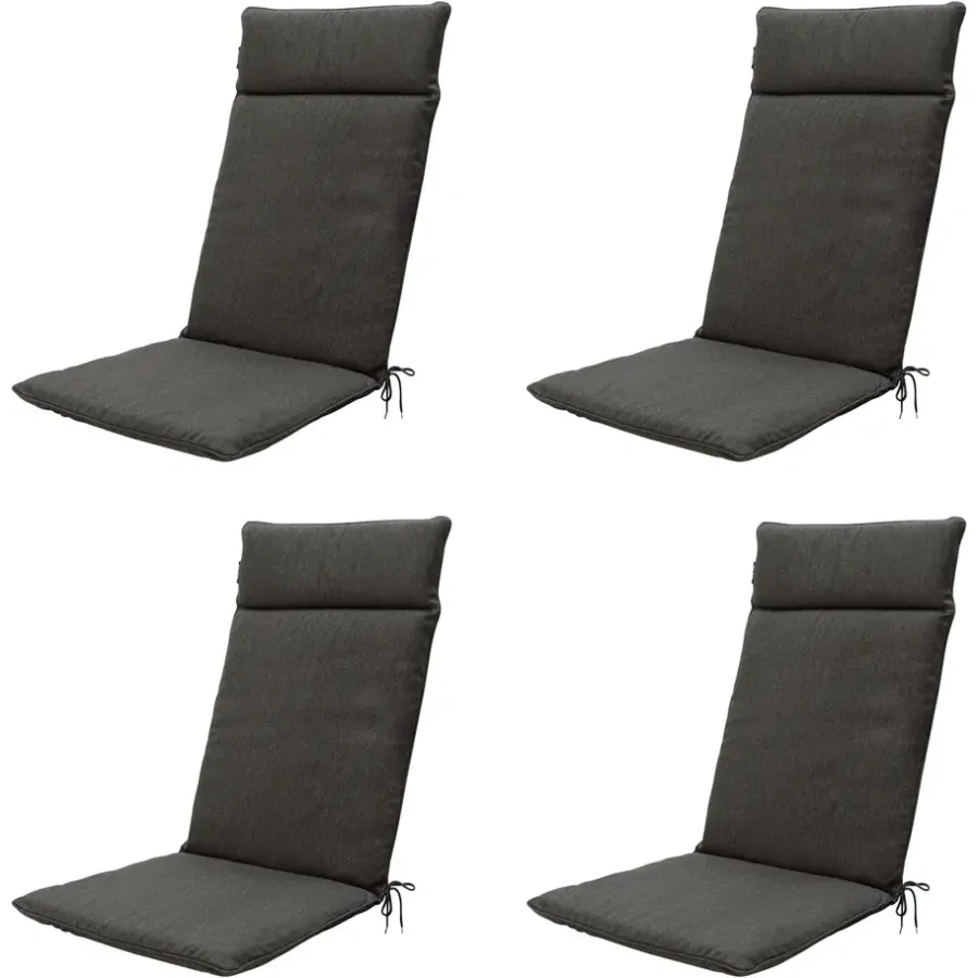 Tuinstoelkussens-Madison - Tuinkussen Dark grey canvas eco+ - Ca. 120x50 cm - Set van 4