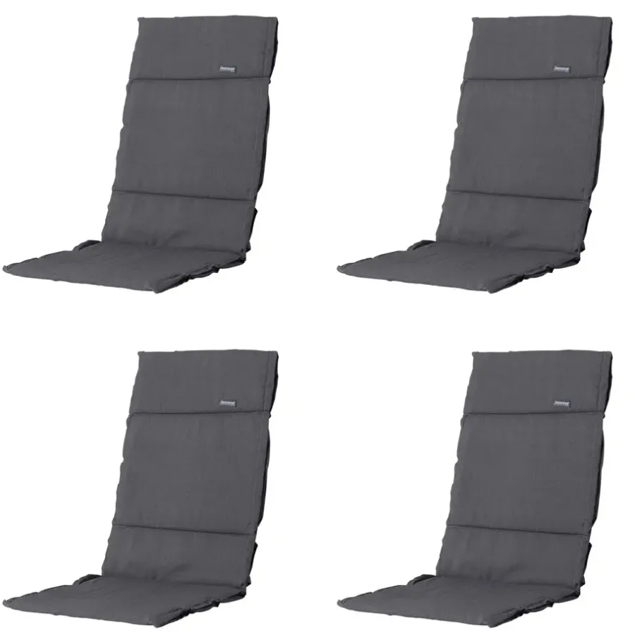 Tuinstoelkussens-Madison - Tuinkussen Fiber Deluxe Panama grey - Ca. 125x50 cm - Set van 4