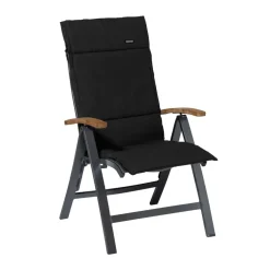 Madison - Tuinkussen Fiber Deluxe Rib black - Ca. 125x50 cm - Set van 4