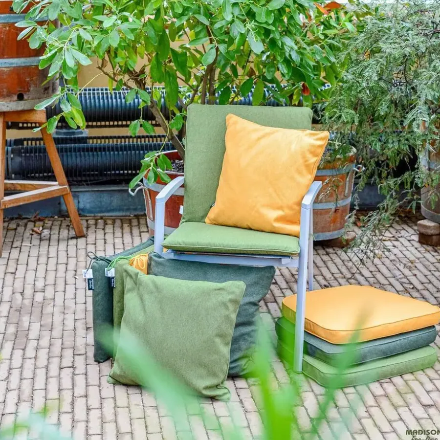 Tuinstoelkussens-Madison - Tuinkussen Green canvas eco+ - Ca. 120x50 cm - Set van 4