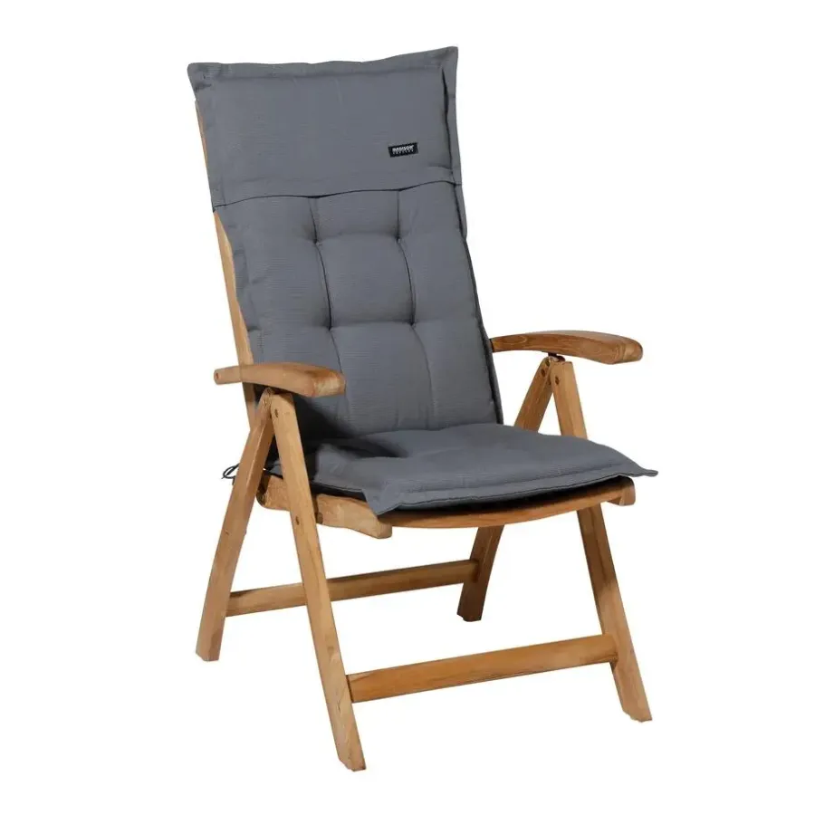 Madison - Tuinkussens Hoge Rug Rib Grey - 123x50 - Grijs - 2 Stuks