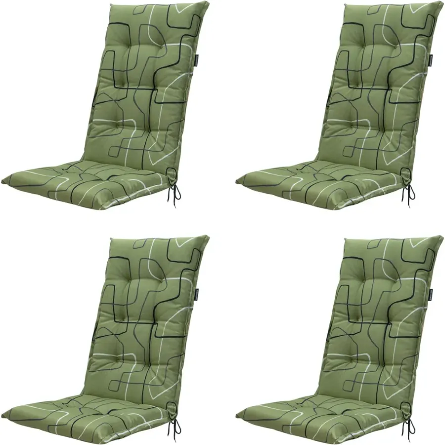 Madison - Tuinstoelkussen Hoge Rug Joah sage - Ca. 123x50 cm - Set van 4