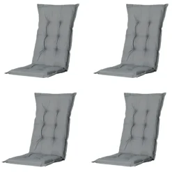 Tuinstoelkussens-Madison - Tuinstoelkussen Hoge Rug Basic grey - Ca. 123x50 cm - Set van 4