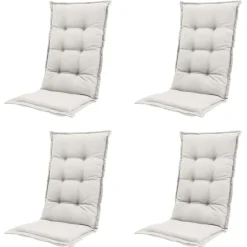 Tuinstoelkussens-Madison - Tuinstoelkussen Hoge Rug Napels sand - Ca. 123x50 cm - Set van 4