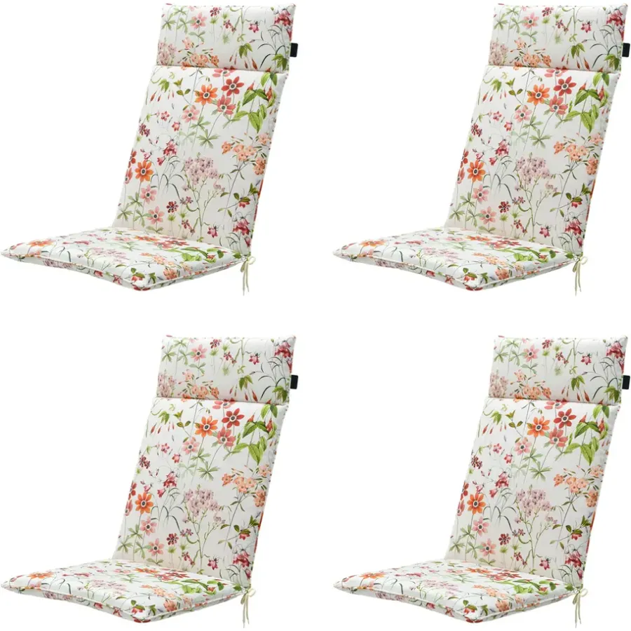 Madison - Tuinstoelkussen Hoge Rug Milly natural - Ca. 120x50 cm - Set van 4