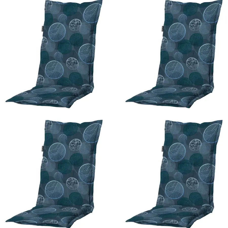 Tuinstoelkussens-Madison - Tuinstoelkussen Hoge Rug Circle blue - Ca. 123x50 cm - Set van 4