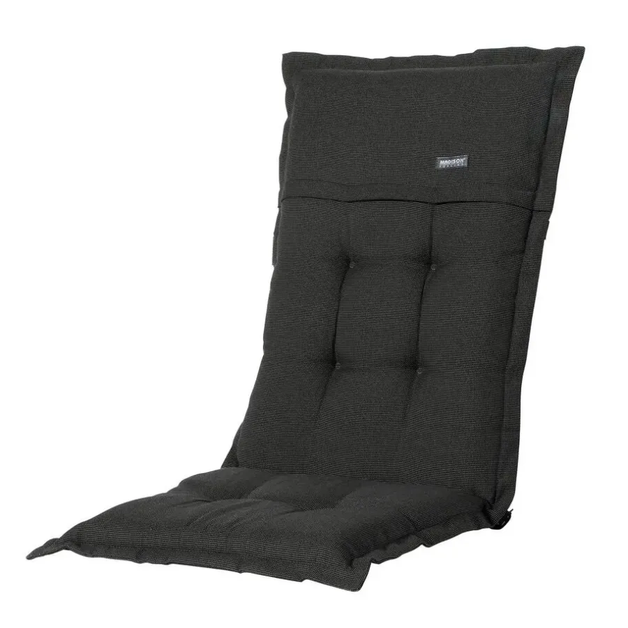 Madison - Tuinstoelkussen Lage Rug Rib black - Ca. 105x50 cm - Set van 4