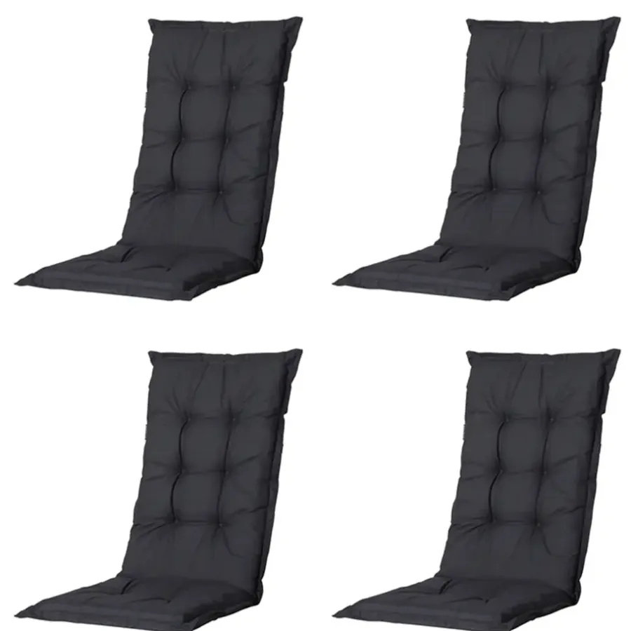 Tuinstoelkussens-Madison - Tuinstoelkussen Lage Rug Basic black - Ca. 105x50 cm - Set van 4