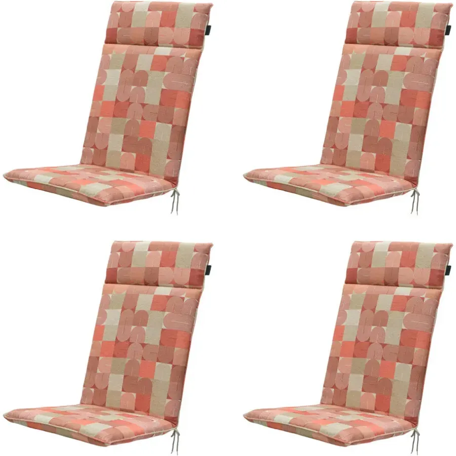Tuinstoelkussens-Madison - Tuinstoelkussen Hoge Rug Jacky terra - Ca. 120x50 cm - Set van 4