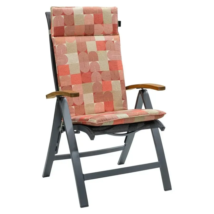 Tuinstoelkussens-Madison - Tuinstoelkussen Hoge Rug Jacky terra - Ca. 120x50 cm - Set van 4