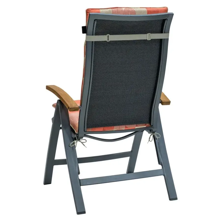 Tuinstoelkussens-Madison - Tuinstoelkussen Hoge Rug Jacky terra - Ca. 120x50 cm - Set van 4