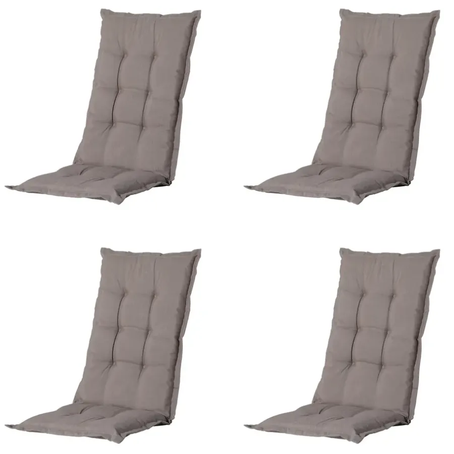 Tuinstoelkussens-Madison - Tuinstoelkussen Hoge Rug Panama taupe - Ca. 123x50 cm - Set van 4