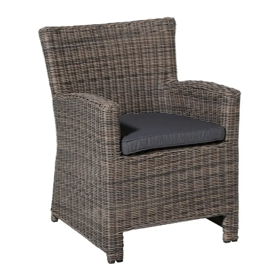 Tuinstoelkussens-Madison - Zitkussen Wicker Panama grey - Ca. 48x48 cm - Set van 4