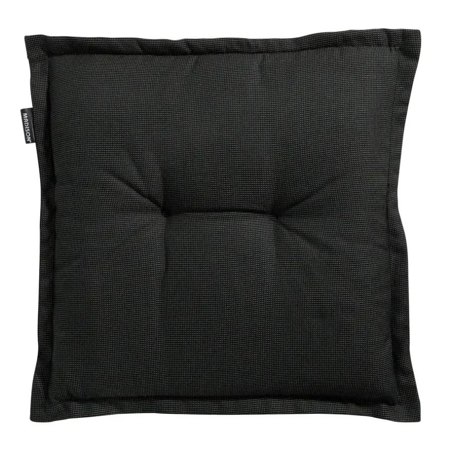 Tuinstoelkussens-Madison Zitkussen - Universeel - Rib Black - 50x50 - Zwart