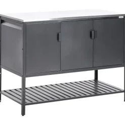 Barbecues En Accessoires-Leen Bakker MAENZA - Buitenkeukenkast set met tafel - Zwart - Staal